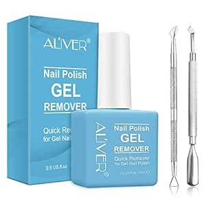Gel Nail Polish Remover, Nail Polish Remover for Gel Nails, Ultra-Powerful Nail Polish Remover for Natural, Soak-Off Gel Polish in 2-5 Minutes (with 1Pcs Cuticle Pusher and Nail Polish Scraper)